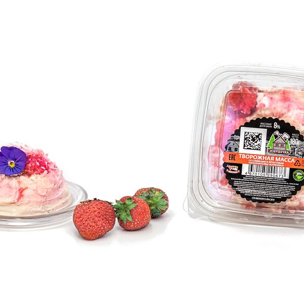 Творожная масса м. д. ж. 10% сливочная с клубникой фас.180 г
