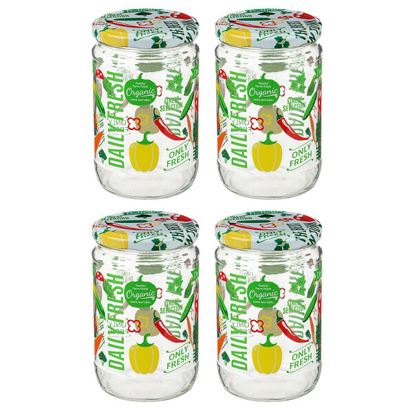 Herevin набор банок с крышками 4шт., стекло, 660мл, 330367-152