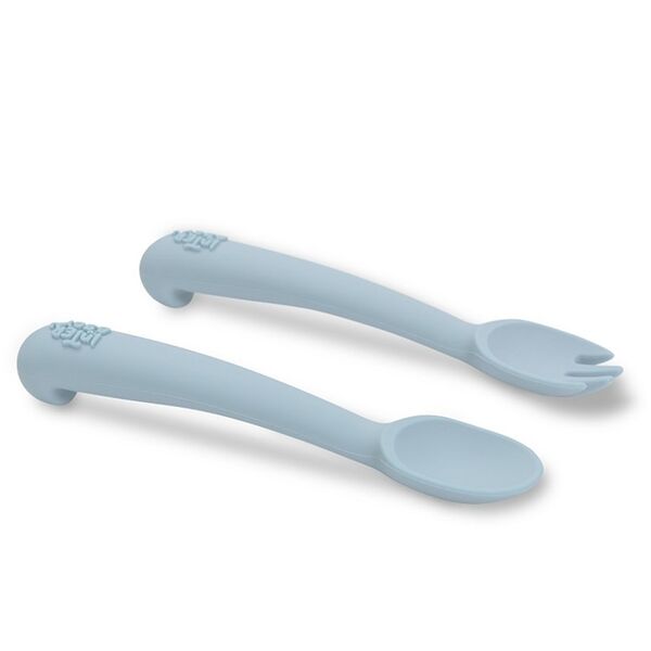 Набор посуды Interbaby вилка и ложка из силикона цвет серо-голубой, Испания