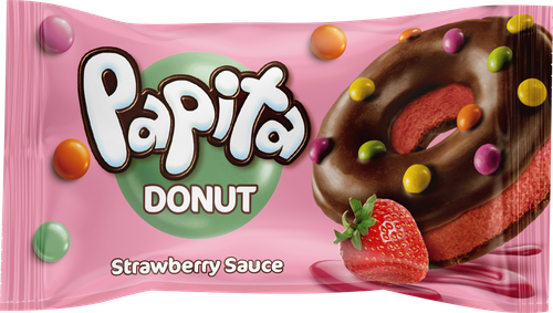 

Кекс Papita Donut с клубничной начинкой и цветным драже 40 г
