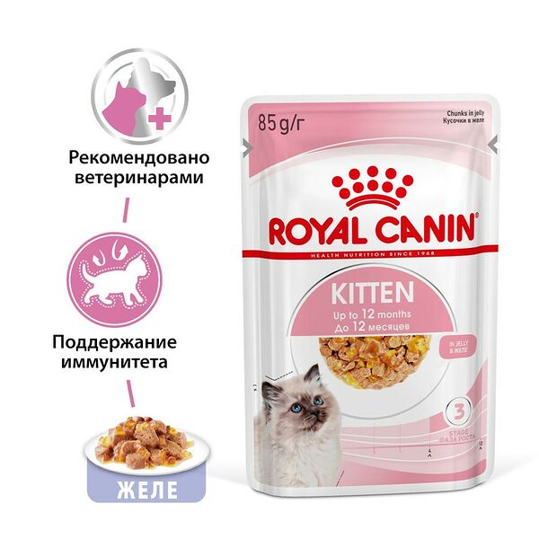 Корм для котят Royal Canin Kitten мясное ассорти (кусочки в желе)