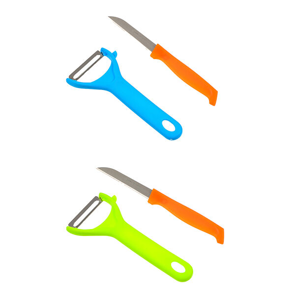 Набор 2 пр. (овощечистка 13,5см, нож 15,5см), нерж.сталь, полипропилен в ассортименте