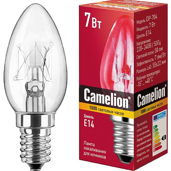 Лампа накаливания Camelion для ночников E14 7Вт