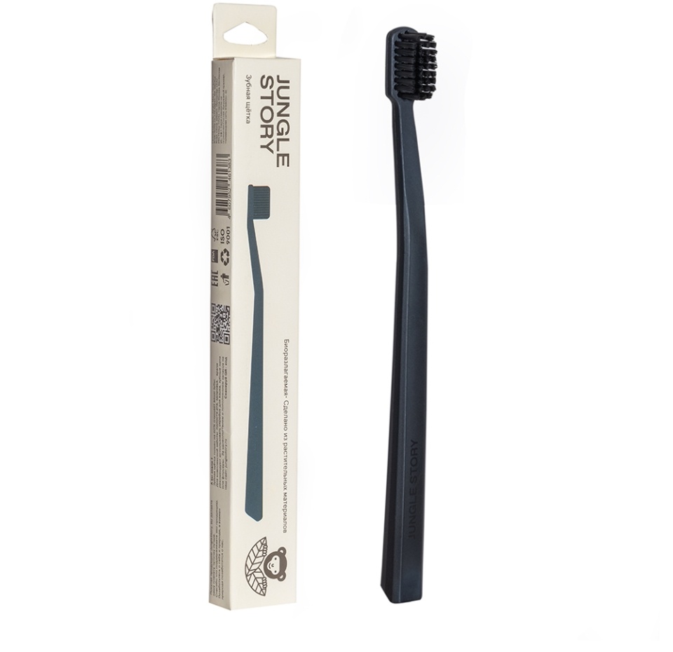 

Зубная щетка Jungle Story из растительного материала биоразлагаемая матовая Black, Китай