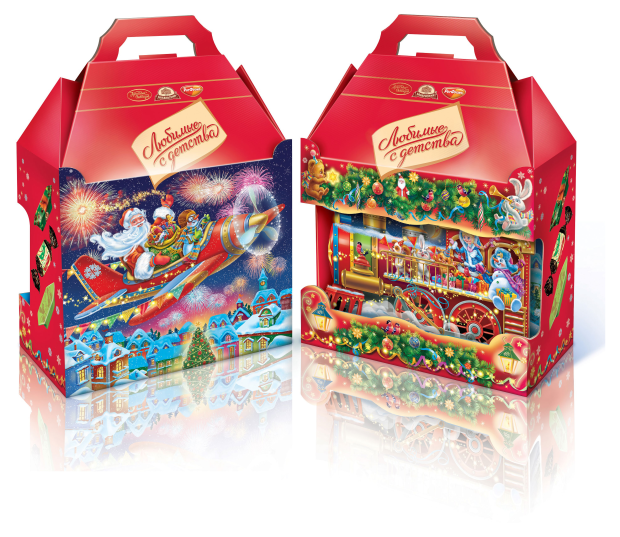 

Новогодний подарок Любимые с детства Красная стрела Рот Фронт 600 г дизайн упаковки в ассортименте