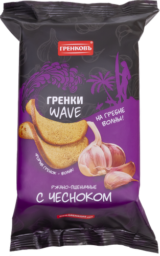 

Гренки Гренковъ Wave ржано-пшеничные с чесноком 75 г