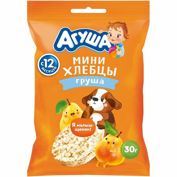 Мини-хлебцы рисовые Агуша Груша с 12 месяцев