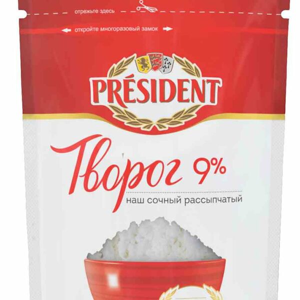 Творог рассыпчатый President 9%
