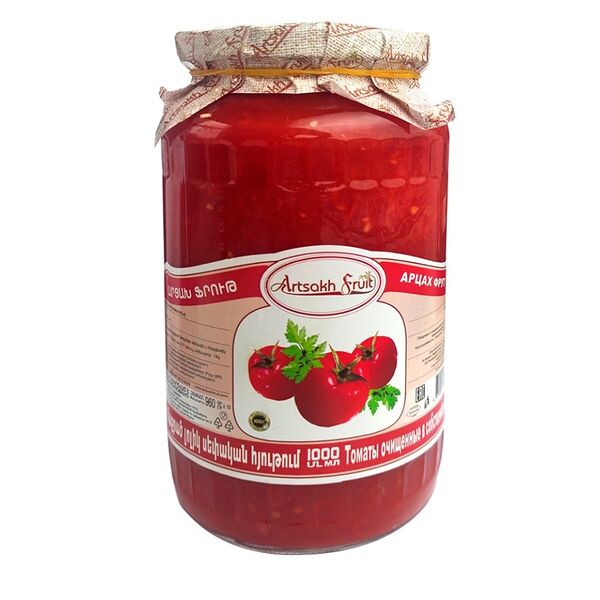 Томаты Artsakh Fruit очищенные в собственном соку 960 г ст/б Армения