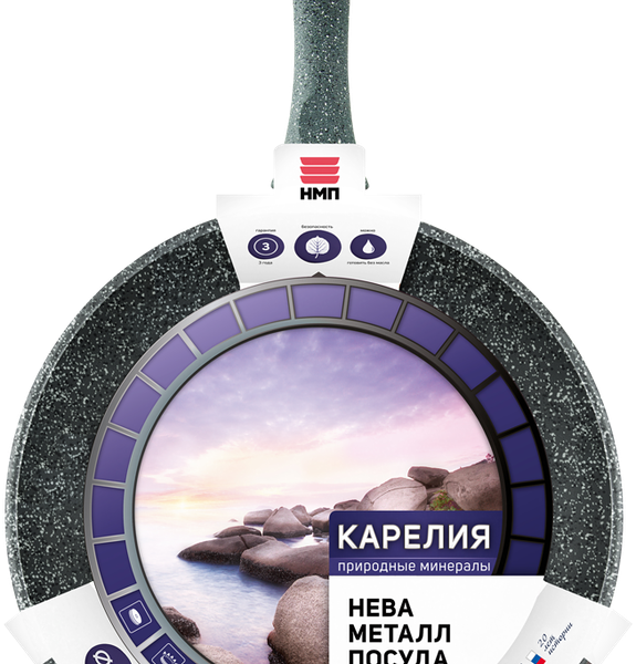 Сковорода НЕВА МЕТАЛЛ ПОСУДА Природные минералы Карелия 28см литой алюминий