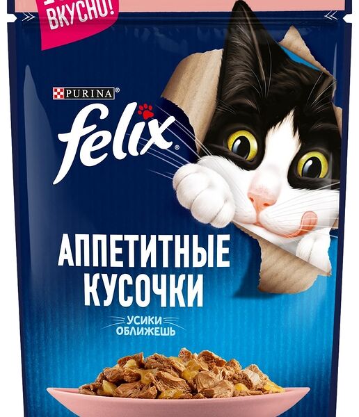 Корм для кошек Felix Аппетитные кусочки с лососем в желе