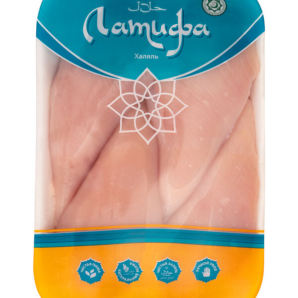 Филе куриное ЛАТИФА б/кожи Халяль охл. подложка вес до 1.4 кг