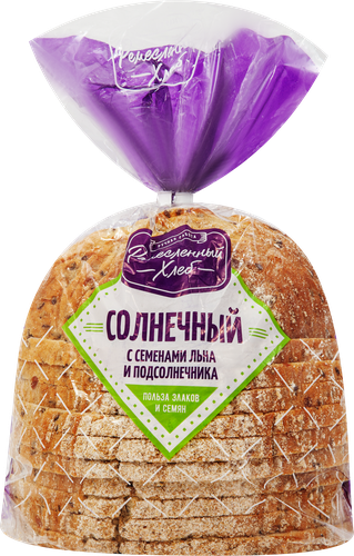 

Хлеб Ремесленный хлеб Солнечный батон пшеничный с семенами льна и подсолнечника 350 г