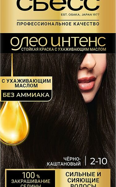 Крем-краска для волос Сьесс Олео Интенс без аммиака 2-10 Черно-каштановый 115мл