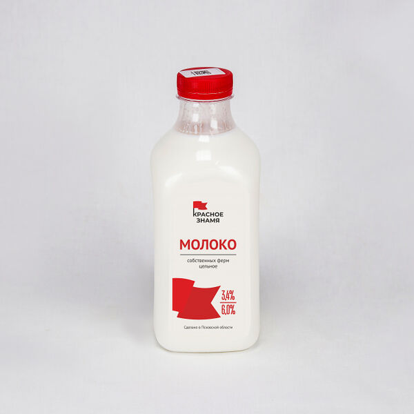 БЗМЖ Молоко КРАСНОЕ ЗНАМЯ питьевое цельное пастеризованное 3,4-6% ПЭТ 900мл