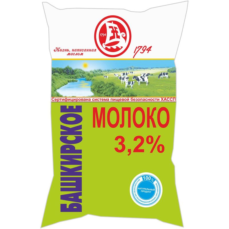 

Молоко Башкирское пастеризованное 3.2% 900 мл