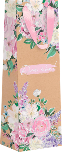 

Пакет подарочный под бутылку Sentimen Крафт с блестками 12x38x10 см, 1 шт в ассортименте