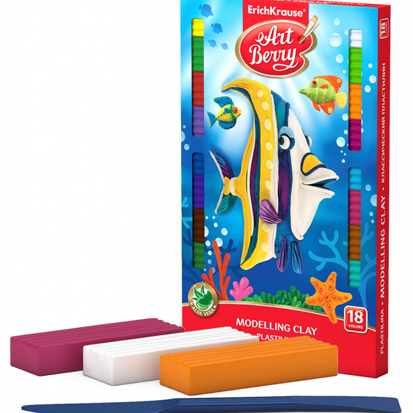 Пластилин ArtBerry со стеком с Алоэ Вера, 18 цветов