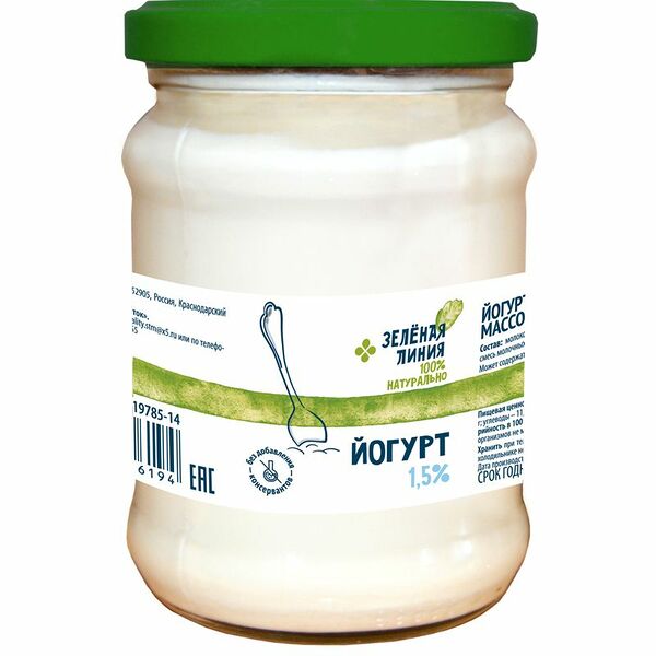 Йогурт сладкий 1.5% Зелёная Линия
