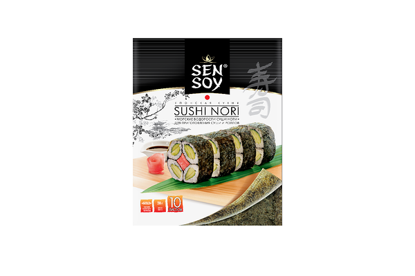 Морские водоросли для приготовления суши и роллов Sen Soy Premium Суши Нори, 10 листов