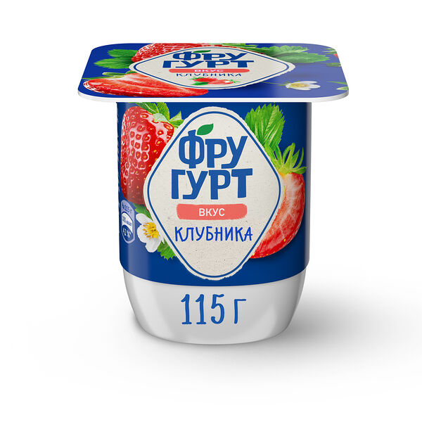 Продукт йогуртный пастеризованный со вкусом клубники Фругурт, 2,5%, 115 г