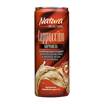Напиток молочно-кофейный Natura Selection Cappuccino карамель стерилизованный 2,4% 220 мл, Россия