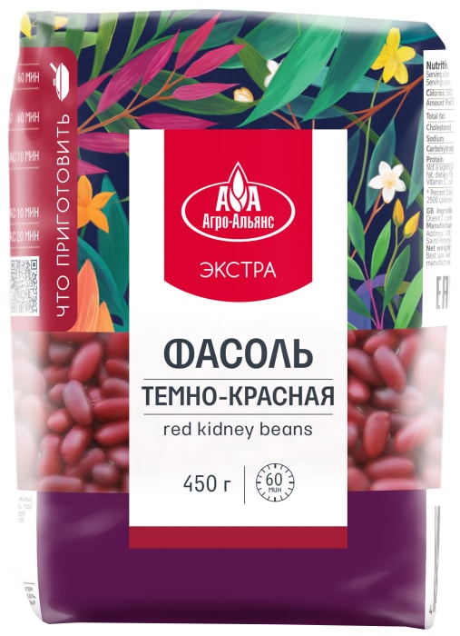 

Фасоль Агро-Альянс темно-красная 450 г