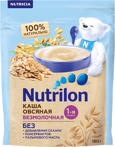 Каша овсяная Nutrilon безмолочная, с 5 месяцев, 180г