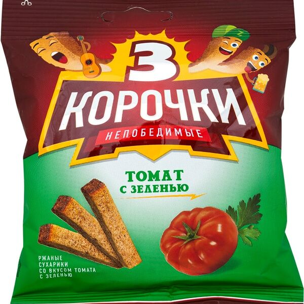 Сухарики Три Корочки Томат с зеленью 40г