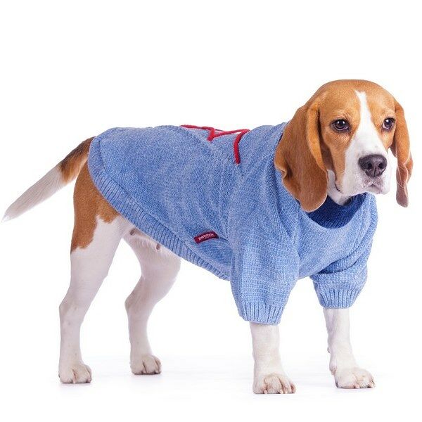 Свитер с завязками для собак 36см XL голубой (унисекс)