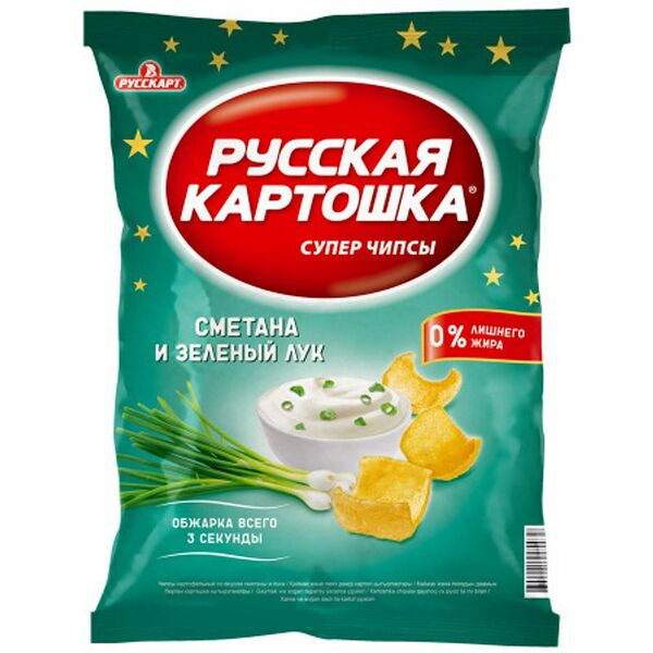 Чипсы картофельные Русская Картошка со вкусом сметаны и лука, 80г