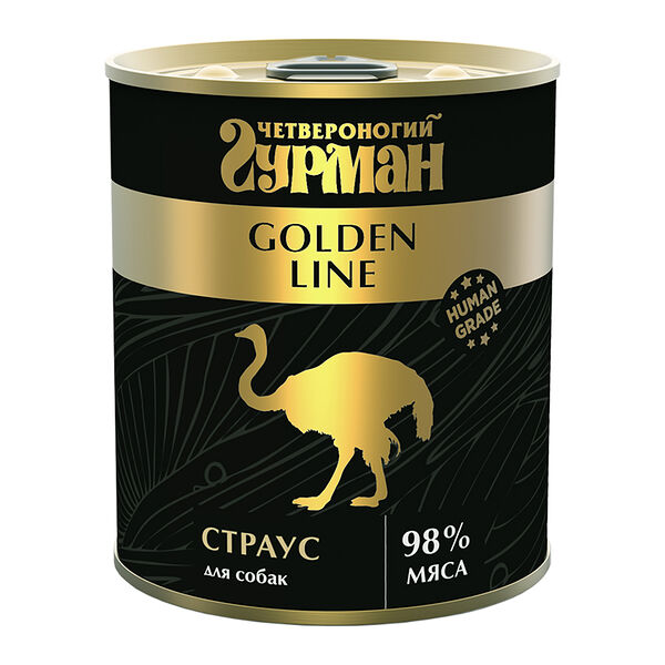 Консервы для собак Четвероногий Гурман Golden Line со страусом 340г