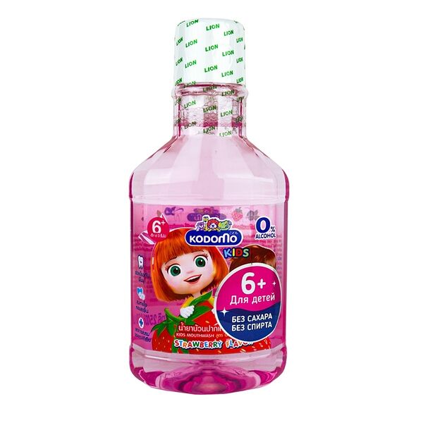 Ополаскиватель для полости рта для детей с 6 лет с ароматом клубники, Lion Kodomo, 250 мл, Таиланд