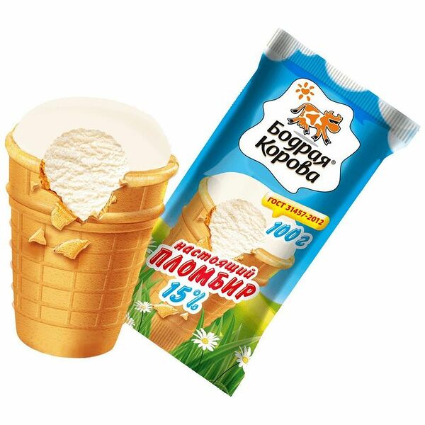 Пломбир Бодрая Корова стаканчик 15%, 100г