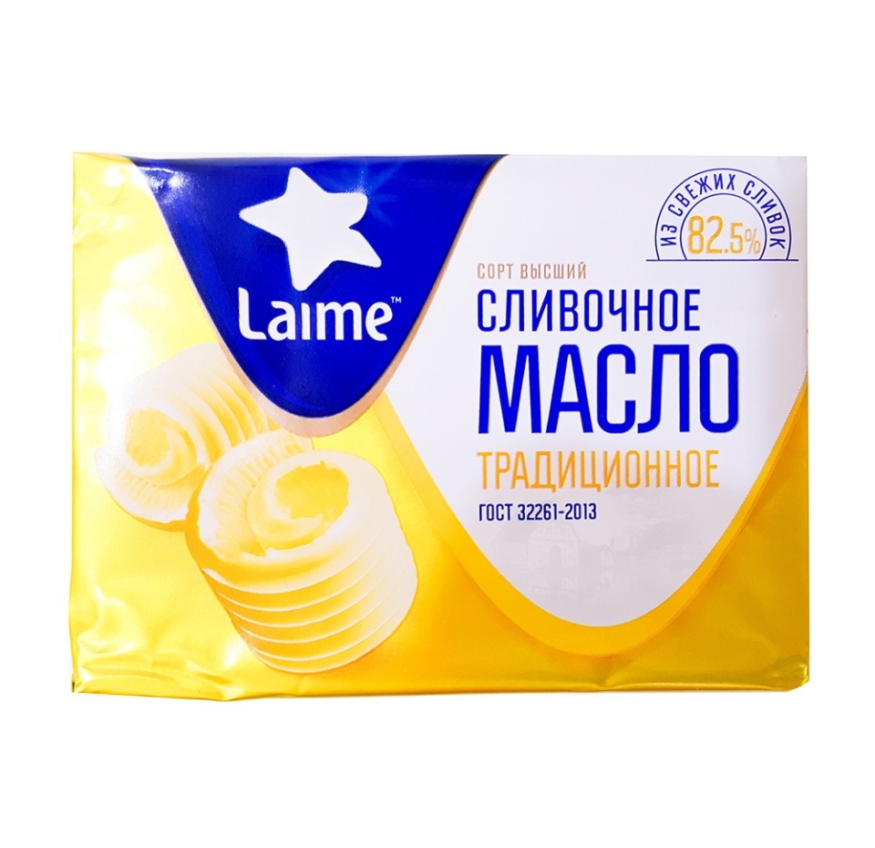 

Масло сладко-сливочное Laime традиционное 82.5%