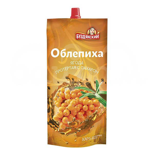 Облепиха Буздякский 280гр Протертая с сахаром дой-пак