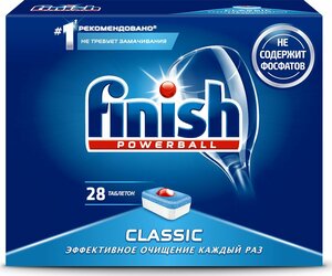 Таблетки для посудомоечной машины Finish Classic, 28 шт в Магнит со скидкой –22%