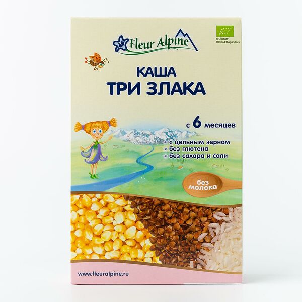 Каша три злака с 6 месяцев, Fleur Alpine