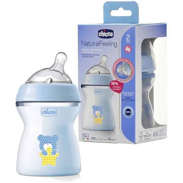 Chicco бутылочка для кормления Naturalfeeling синий 2М+ 250мл