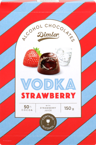 

Конфеты Dimler шоколадные с алкогольной начинкой водка и вкусом клубники 150 г