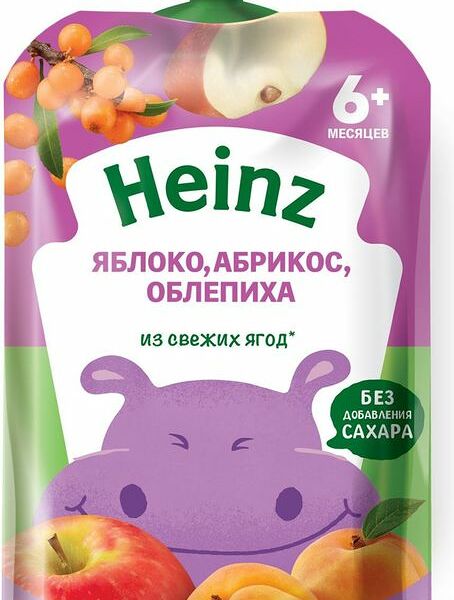 Пюре фруктовое Heinz Яблоко абрикос и облепиха с 6 месяцев 