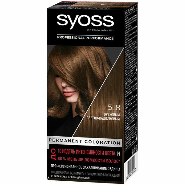 Крем-краска для волос Syoss Color ореховый светло-каштановый 5-8, 115мл