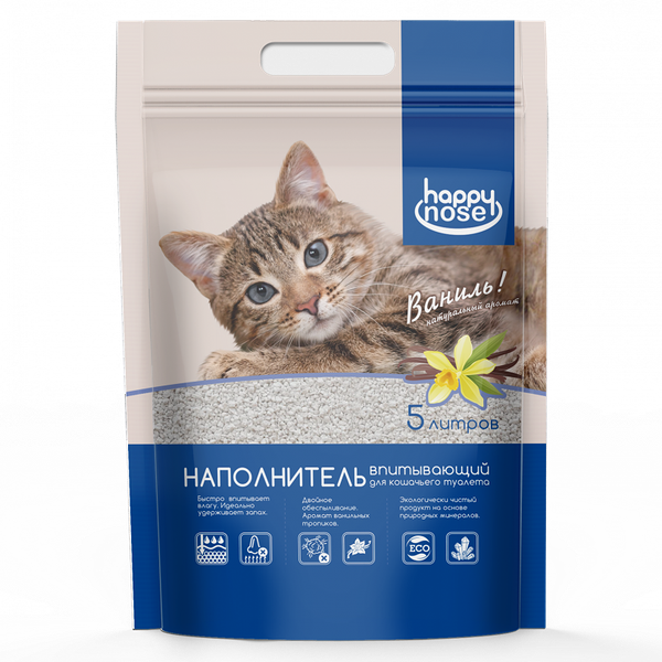 Наполнитель Happy Nose для кошачьего туалета, впитывающий 5 л/ 3,2 кг