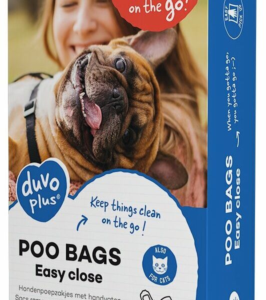 DUVO+ Пакеты для уборки за собакой с ручками, чёрные, 35х19см, 80шт