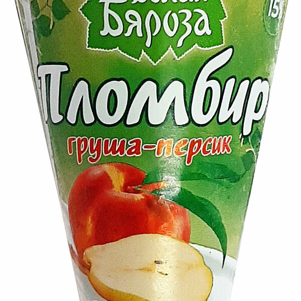 Мороженое Белая Бяроза пломбир груша-персик рожок 145г