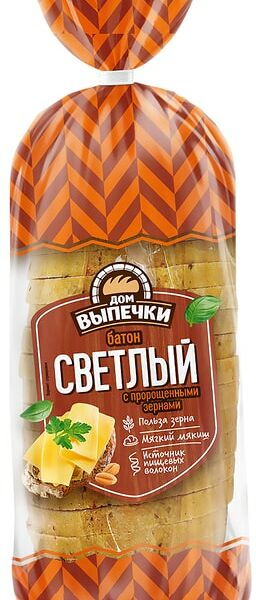 Батон Дом Выпечки Светлый с пророщенными зернами нарезка 300г