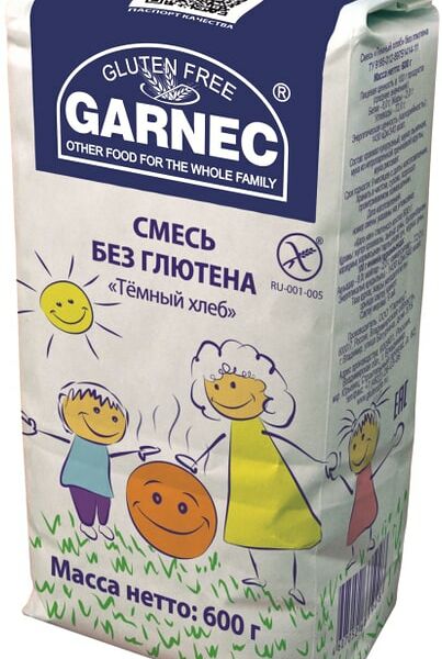 Смесь для выпечки Гарнец Темный хлеб без глютена 600г