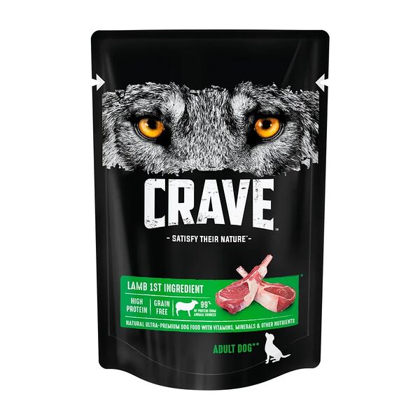 Корм для собак Crave ягненок в соусе пауч, 85г