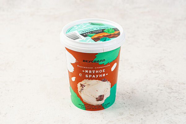 Мороженое сливочное Мятное с Брауни, 330 г Продукт замороженный