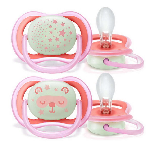 Пустышка силиконовая ночная Ultra Air декор, 6-18  мес.(уп. 2 шт.), для девочки Philips AVENT  -